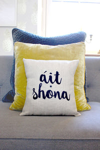Irish Language Gifts | Cushion | Irish Linen Throw Pillow - Áit Shona - Itty Bitty Book Co Irish Linen Cushions, Positivity, gift